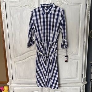 Tommy Hilfiger Navy and White Plaid Dress